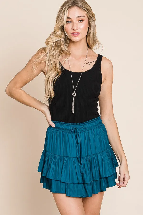 Have High Hopes Tiered Skort - Teal