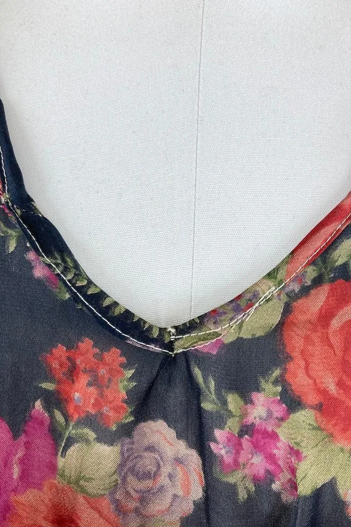 Kerala Kaftan / Sheer Black Floral Print
